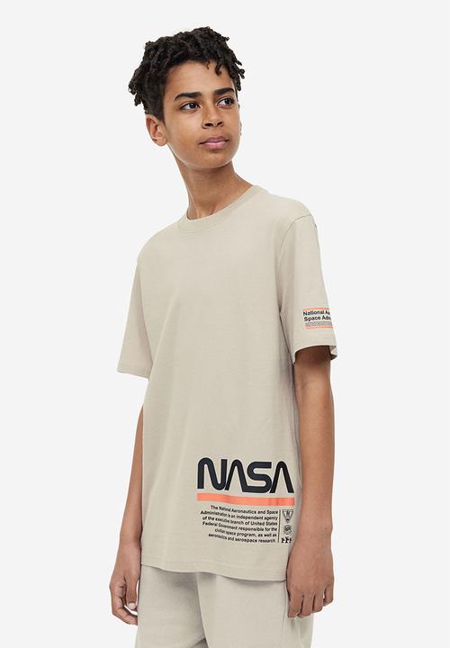 H&M - Printed T-shirt - greige nasa