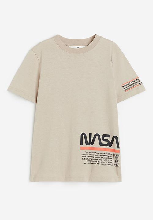 H&M - Printed T-shirt - greige nasa