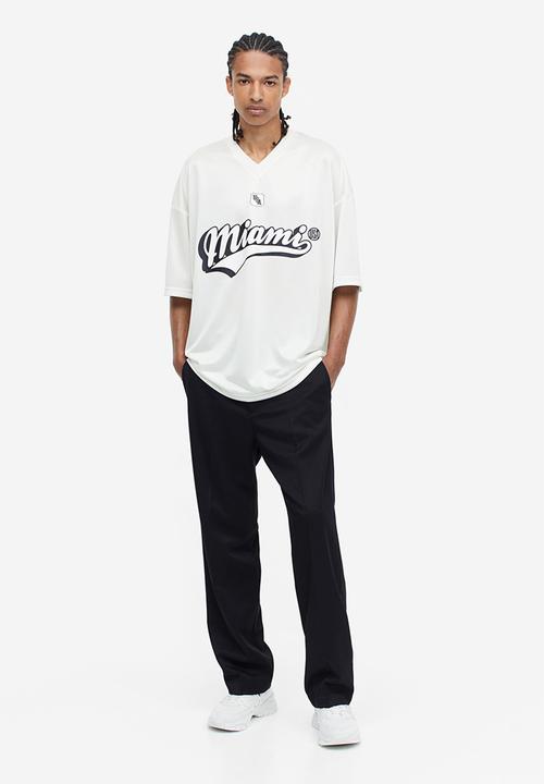H&M - Oversized fit printed mesh t-shirt - white miami