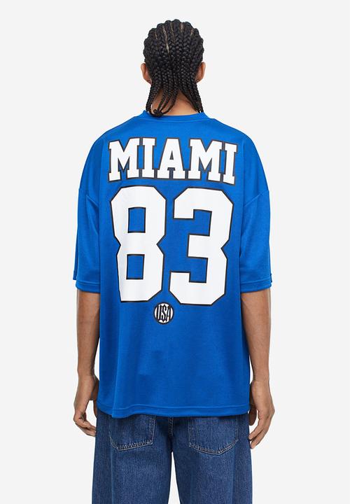 H&M - Oversized fit printed mesh t-shirt - blue miami