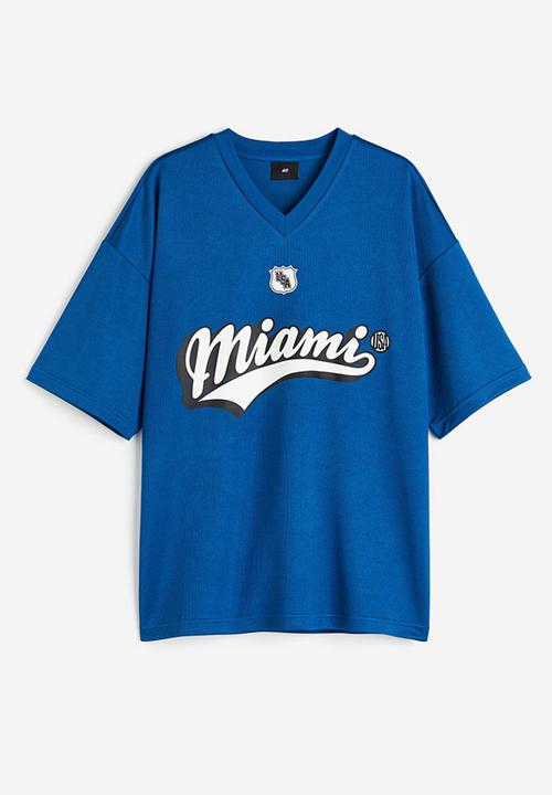 H&M - Oversized fit printed mesh t-shirt - blue miami