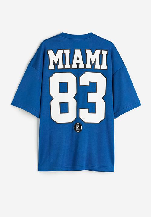 H&M - Oversized fit printed mesh t-shirt - blue miami