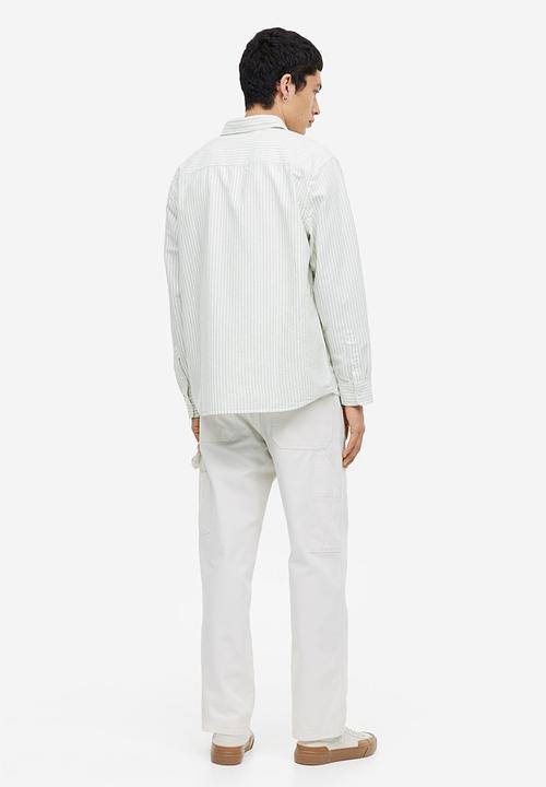H&M - Regular fit oxford shirt - light green & white striped 