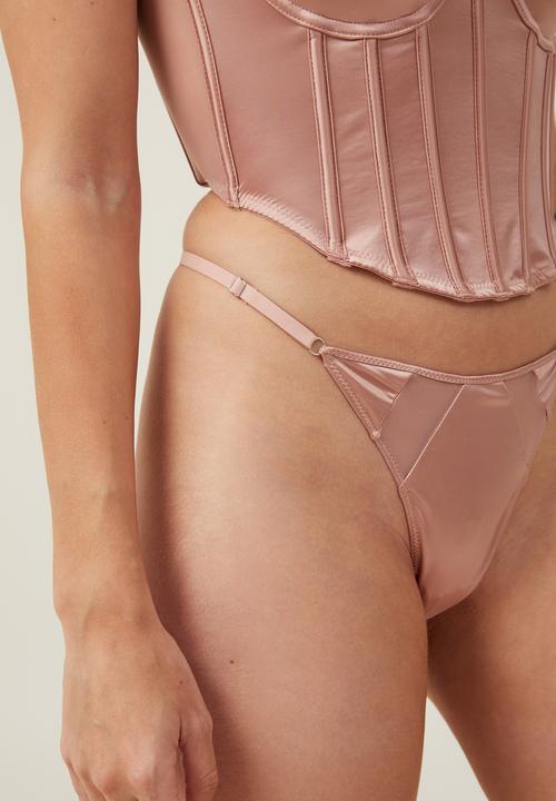 Cotton On - Satin Tanga G String Brief - Nougat