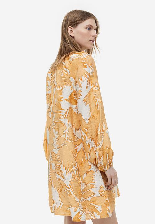 H&M - A-line dress - cream & beige patterned