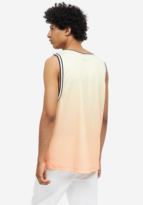 H&M - Relaxed fit printed mesh vest top - light orange & beverly hills