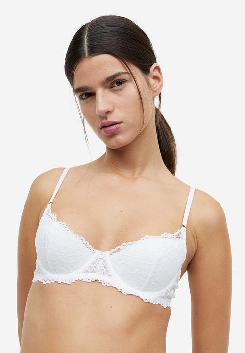 H&M - Padded underwired lace bra - white