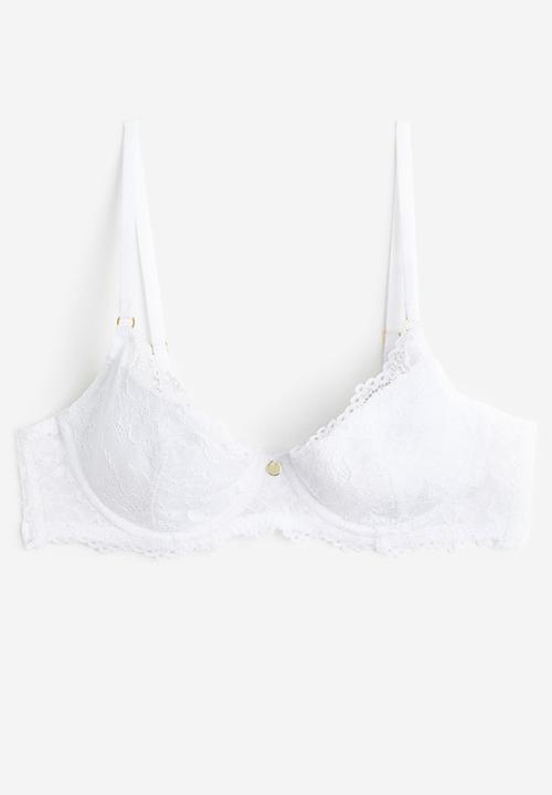 H&M - Padded underwired lace bra - white