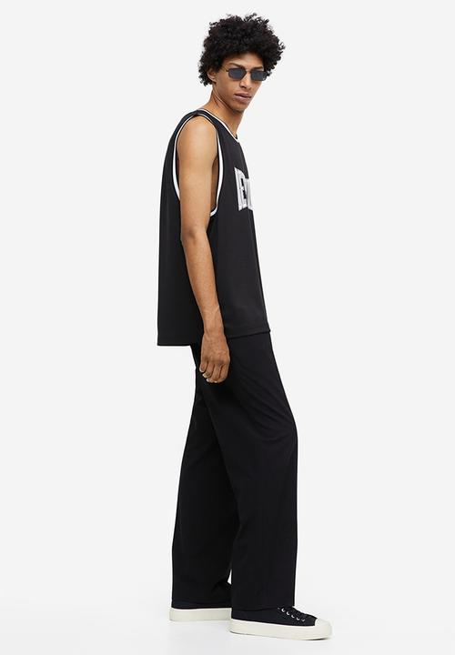 H&M - Relaxed fit printed mesh vest top - black & beverly hills