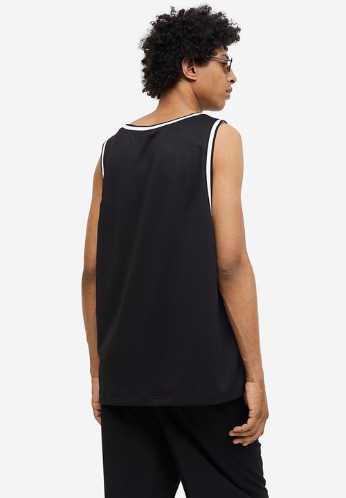 H&M - Relaxed fit printed mesh vest top - black & beverly hills