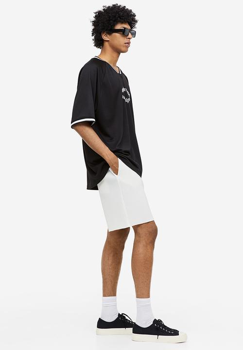 H&M - Oversized fit printed mesh t-shirt - black togetherness
