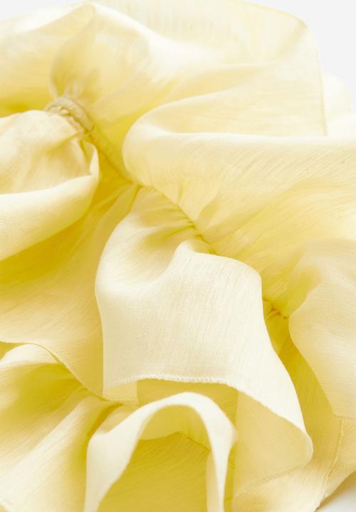H&M - Linen-blend flounce-detail top - light yellow