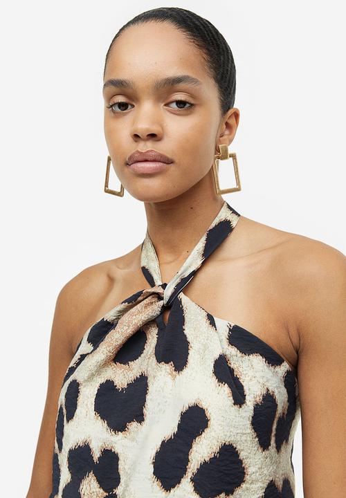H&M - Halterneck dress - light beige leopard print