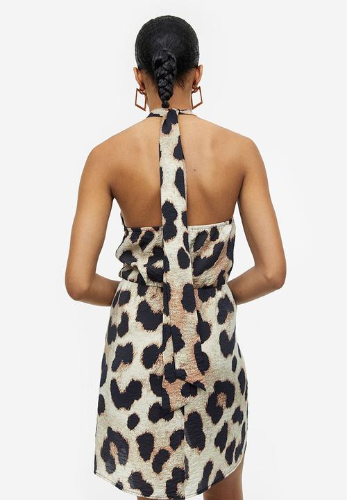 H&M - Halterneck dress - light beige leopard print