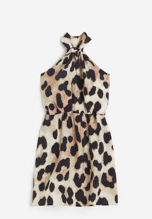 H&M - Halterneck dress - light beige leopard print