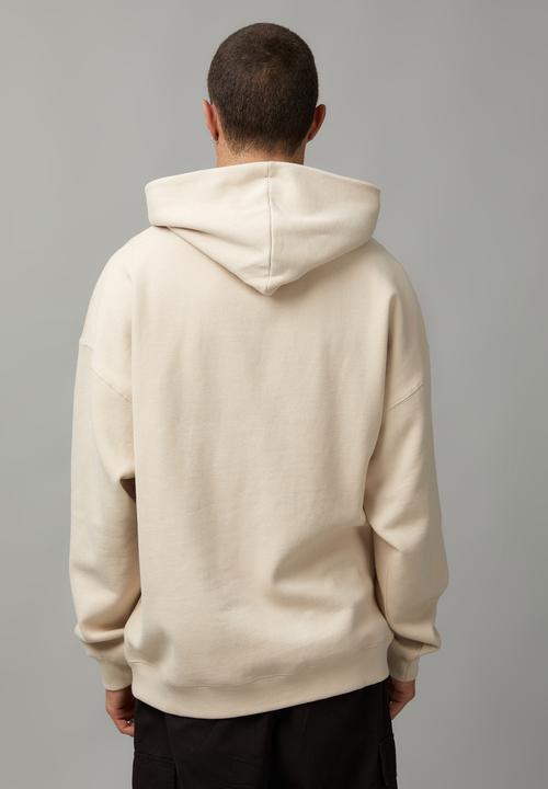 Factorie - Half Half Baggy Graphic Hoodie - Beige/Half Half Curve 