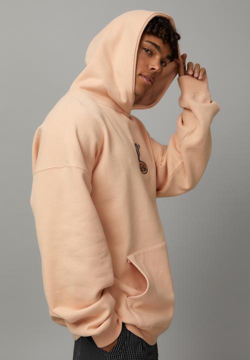 Factorie - Half Half Baggy Graphic Hoodie - Peach/Half Half Character 