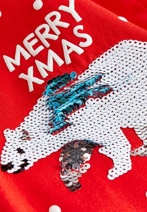 H&M - Interactive-motif t-shirt - bright red merry xmas 