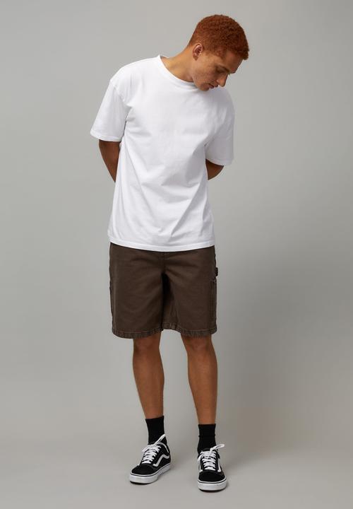 Factorie - Half Half Painter Baggy Denim Short - Washed Brown/Contrast Stitch 