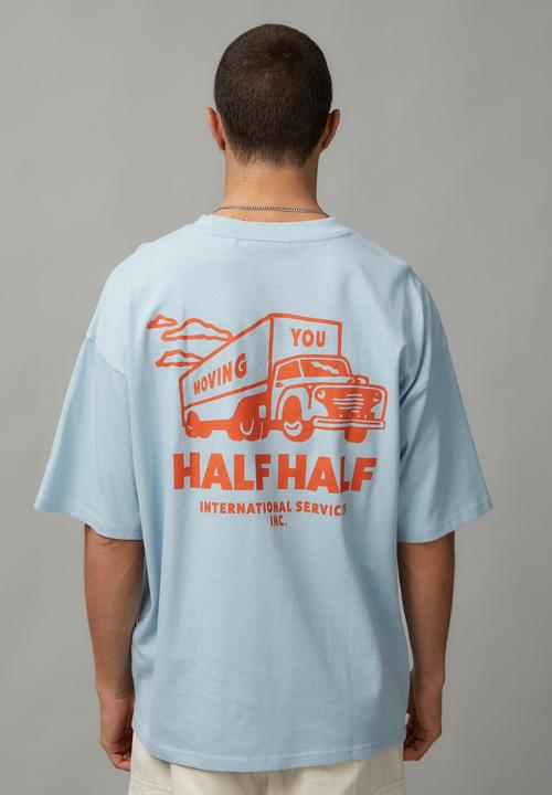 Factorie - Heavy Weight Box Fit Graphic T-shirt - Iced Blue/Moving You 