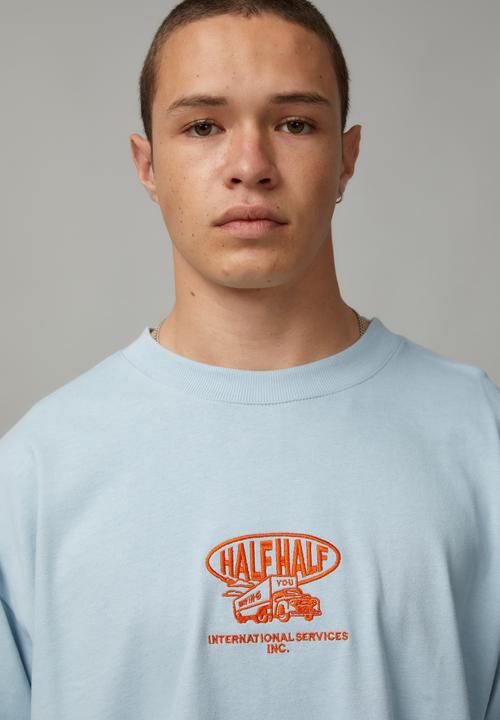 Factorie - Heavy Weight Box Fit Graphic T-shirt - Iced Blue/Moving You 