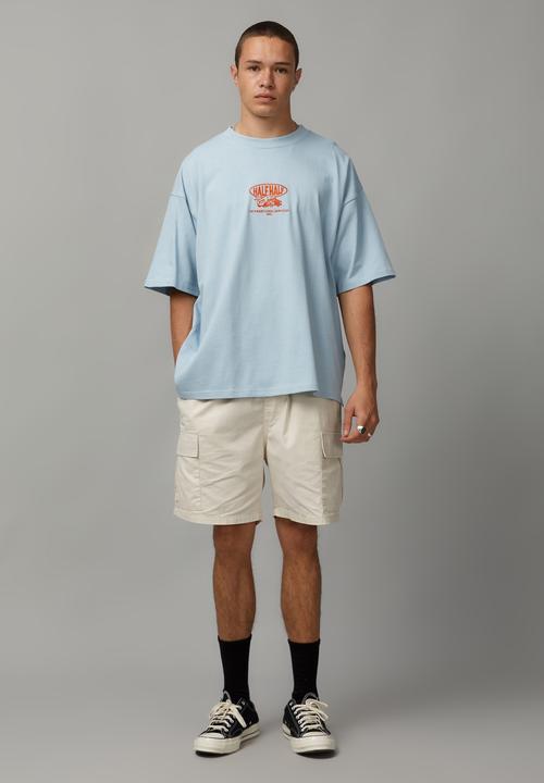 Factorie - Heavy Weight Box Fit Graphic T-shirt - Iced Blue/Moving You 