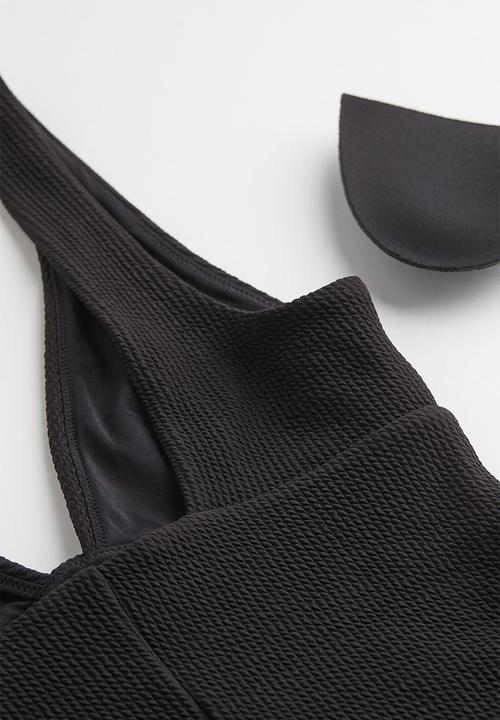 H&M - High leg ribbed swimsuit - black