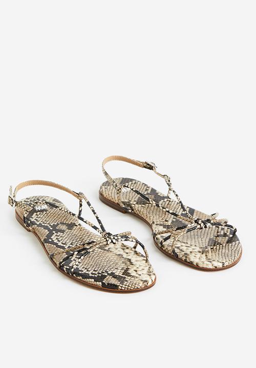H&M - Strappy sandals - greige snakeskin