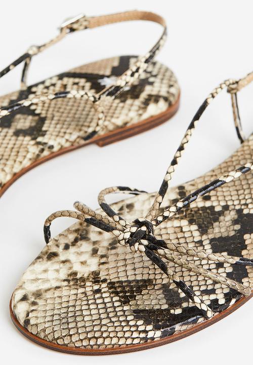 H&M - Strappy sandals - greige snakeskin