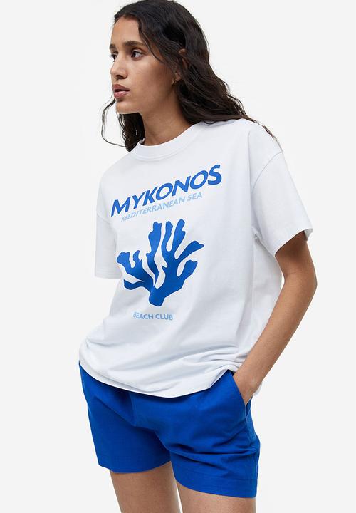 H&M - Printed t-shirt - white mykonos