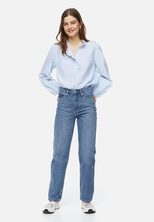 H&M - Frill-trimmed blouse - light blue