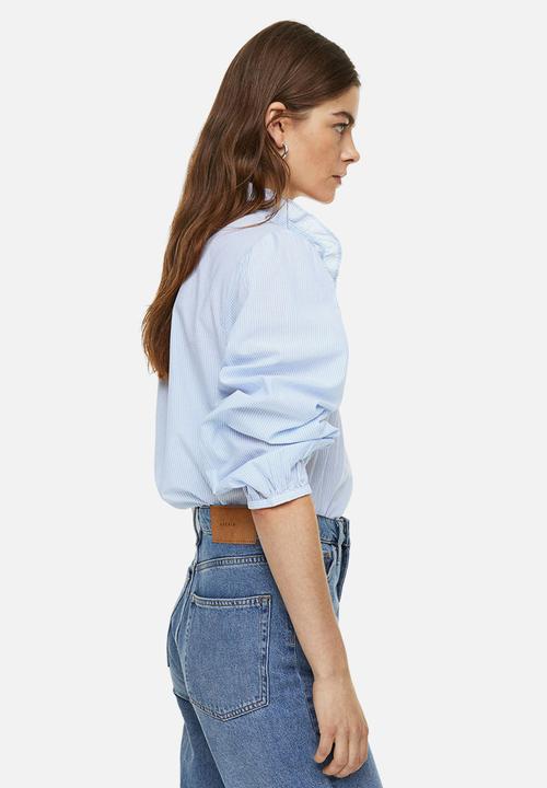 H&M - Frill-trimmed blouse - light blue