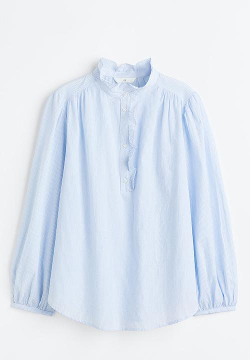 H&M - Frill-trimmed blouse - light blue