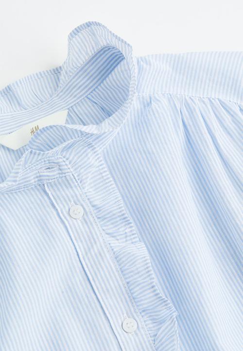 H&M - Frill-trimmed blouse - light blue