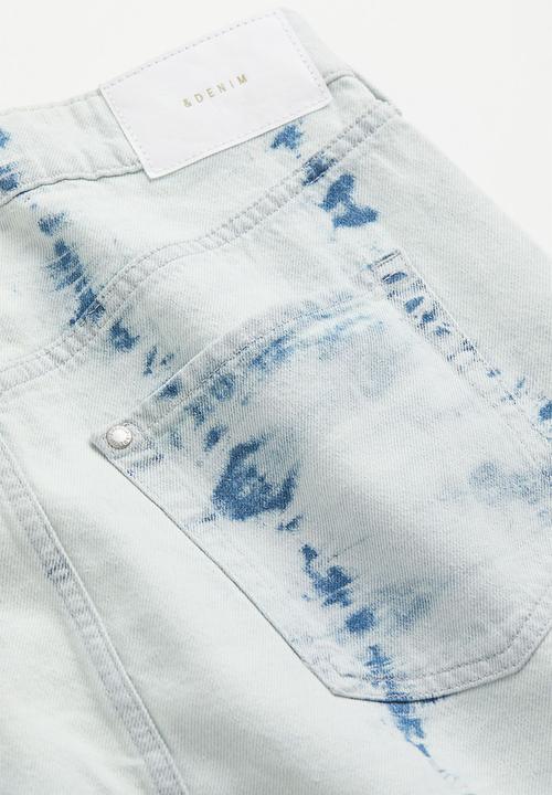 H&M - Low waist denim skirt - light denim blue patterned