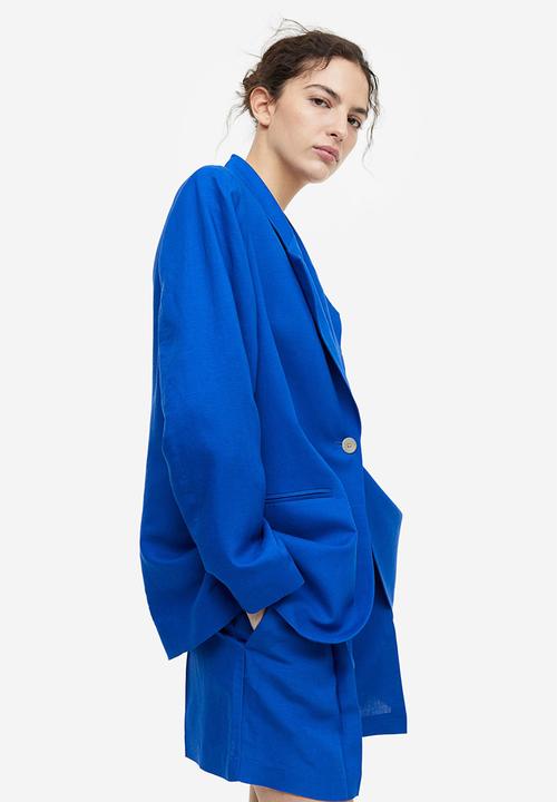 H&M - Single-breasted linen-blend blazer - blue
