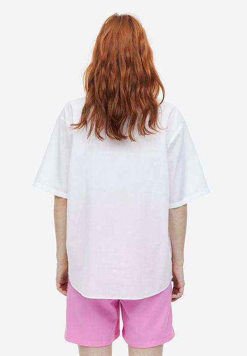 H&M - Short-sleeved linen-blend shirt - white