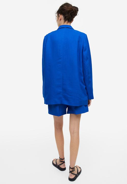 H&M - Single-breasted linen-blend blazer - blue