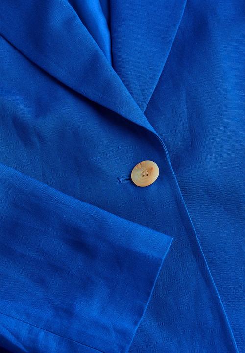 H&M - Single-breasted linen-blend blazer - blue