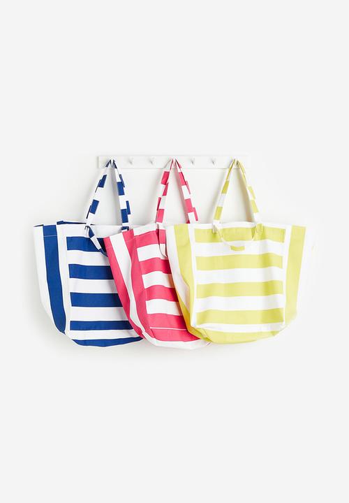 H&M - Cotton canvas beach bag - pink striped