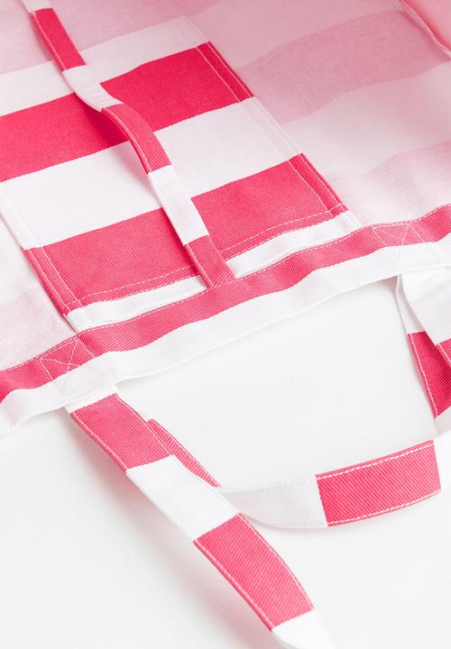 H&M - Cotton canvas beach bag - pink striped