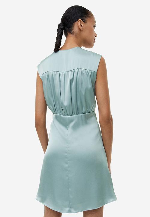 H&M - Draped satin dress - turquoise