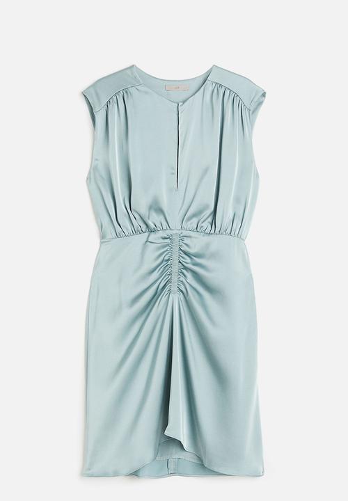 H&M - Draped satin dress - turquoise