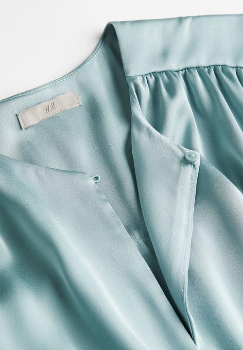 H&M - Draped satin dress - turquoise