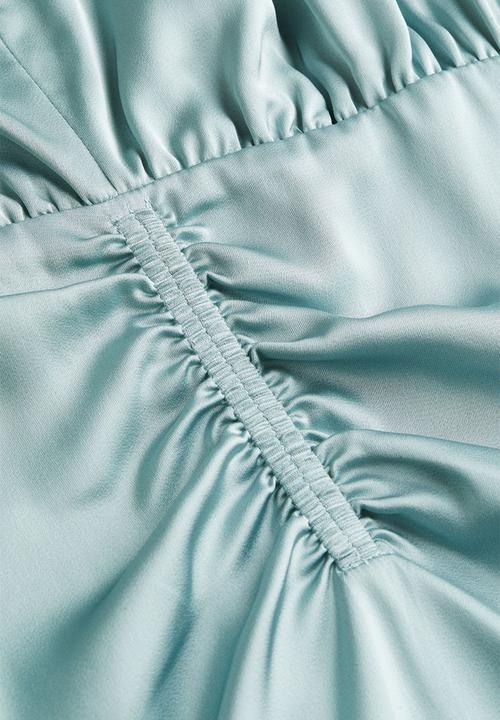 H&M - Draped satin dress - turquoise