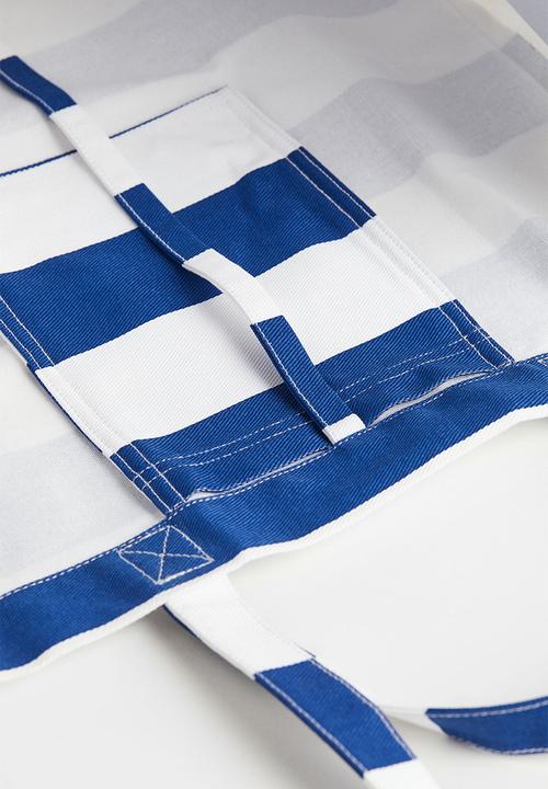 H&M - Cotton canvas beach bag - bright blue striped