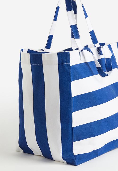 H&M - Cotton canvas beach bag - bright blue striped