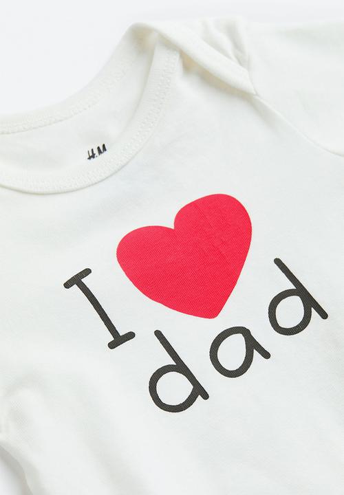 H&M - 2 Piece cotton jersey set - light beige i love dad
