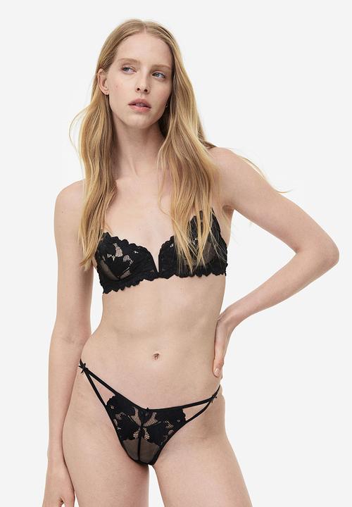 H&M - 2-Pack lace thong briefs - black