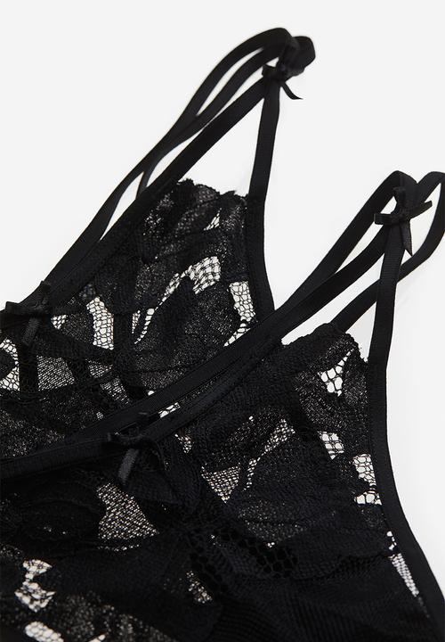 H&M - 2-Pack lace thong briefs - black